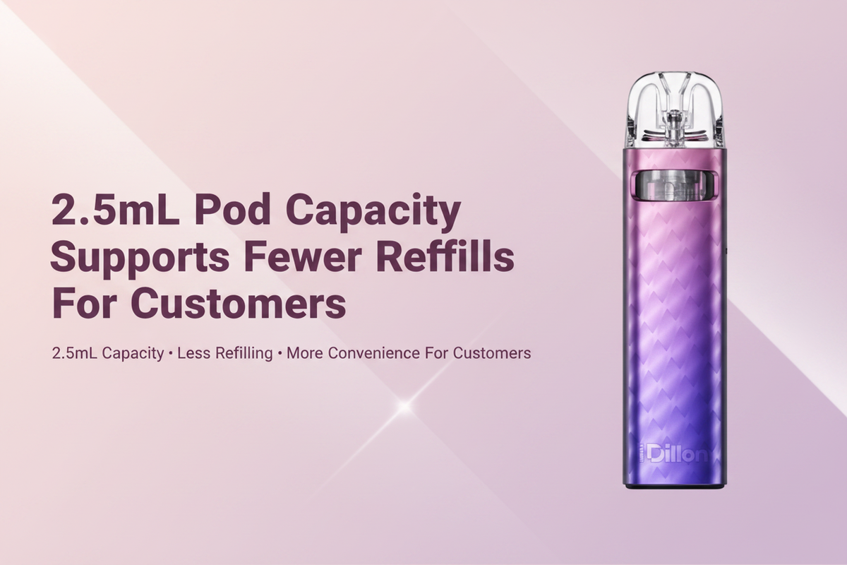 2.5mL Pod Capacity Supports Fewer Refills For Customers
