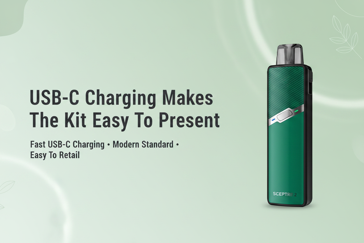 USB-C charging makes the kit easy to present